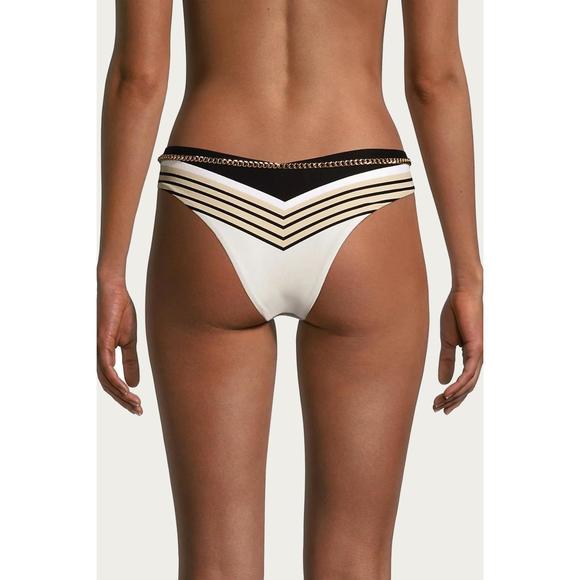 NEW WE WORE WHAT belted delilah bottom in pearl multi stripes - Picture 2 of 4